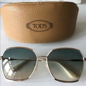 Tod’s White and Gold - Blue Shaded Sunglasses